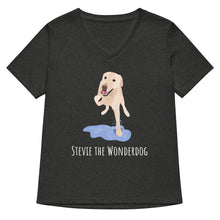 Load image into Gallery viewer, Stevie the Wonderdog Women's V-Neck T shirt