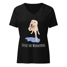 Load image into Gallery viewer, Stevie the Wonderdog Women's V-Neck T shirt